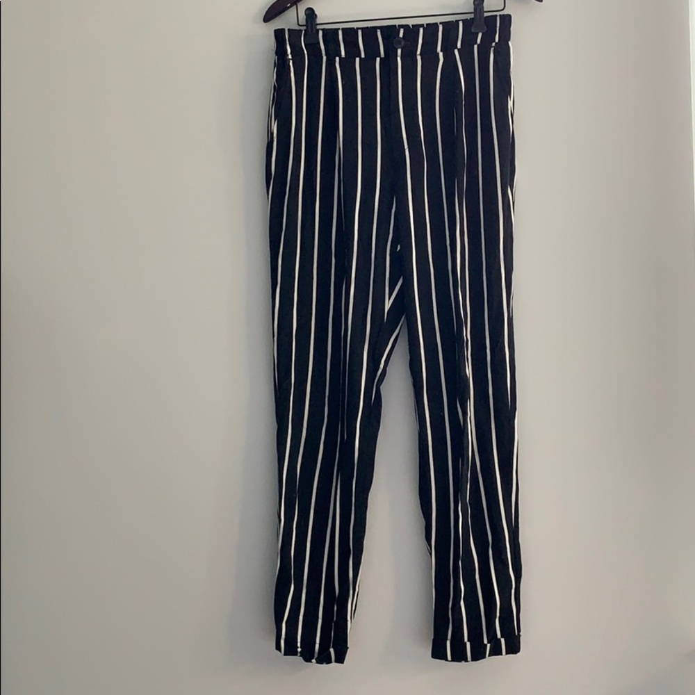 2/$18 F21 black and white striped pants